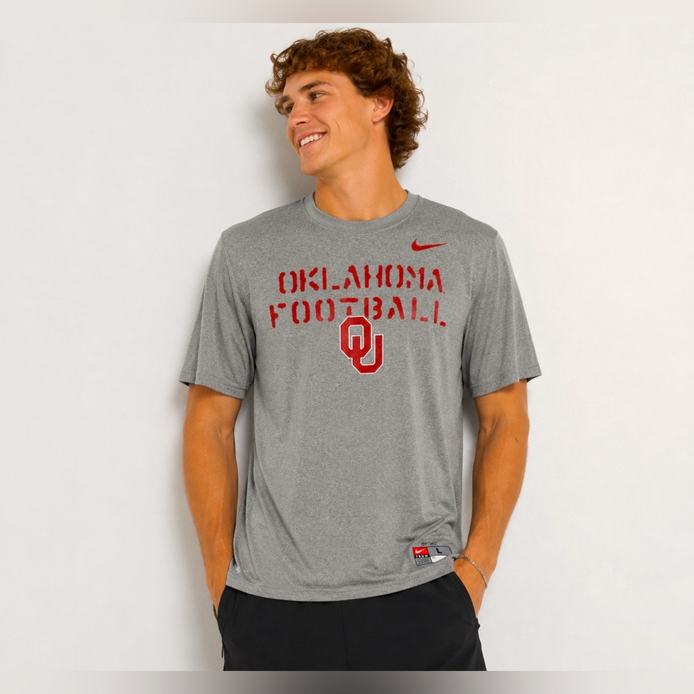 Nike Dri-FIT Oklahoma Sooners Football Gray T-Shirt Men’s Large OU Tee